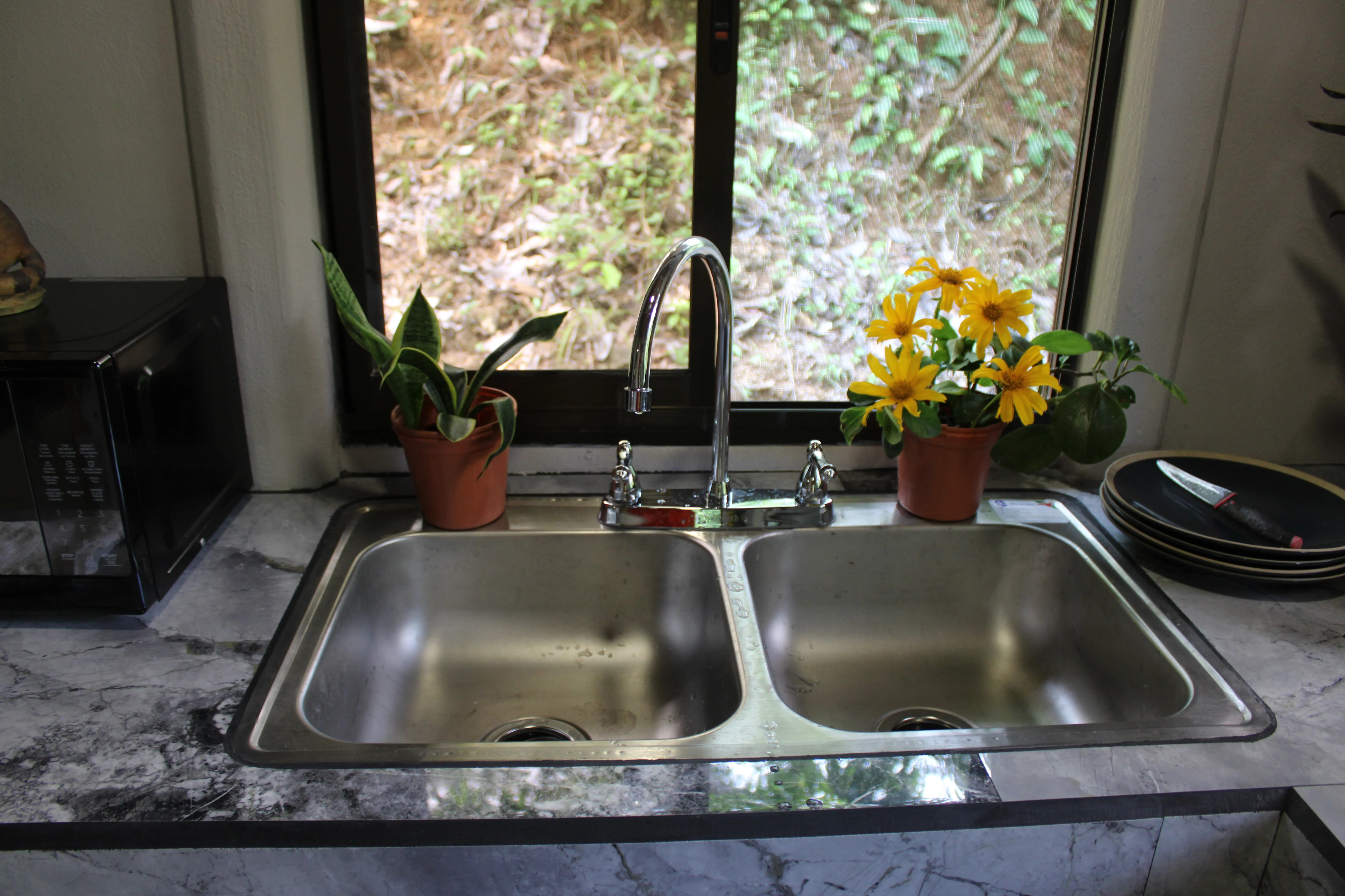 kitchen sink and utensils